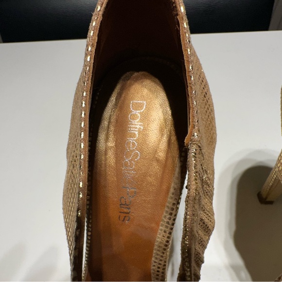 Dolfine Satie Paris Stiletto’s Open Toes Color Gold/Bronze Size Euro 37 - Picture 11 of 13